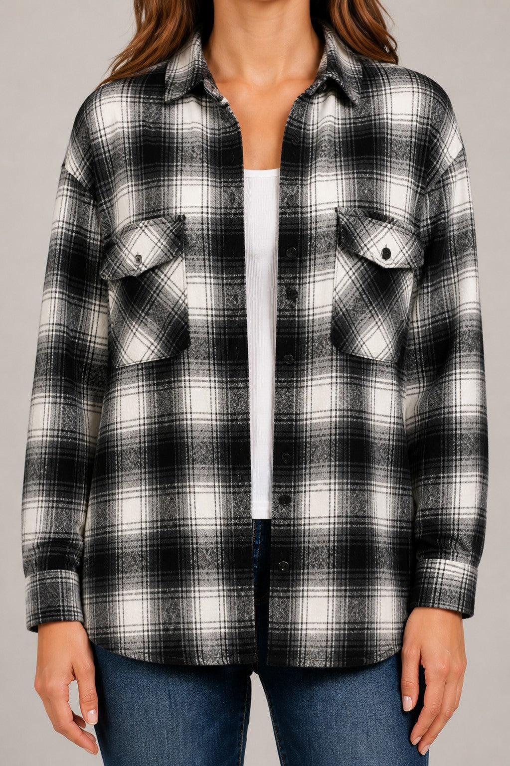 Women’s Plaid Long Sleeve Button-Up Shirt