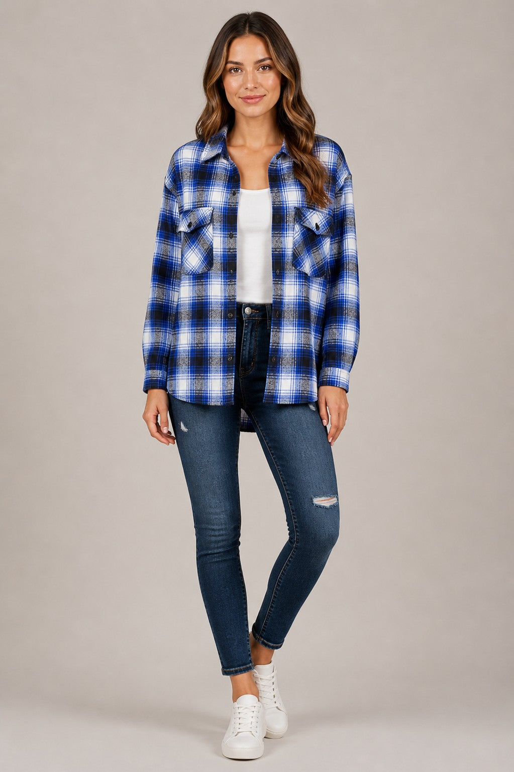 Women’s Plaid Long Sleeve Button-Up Shirt