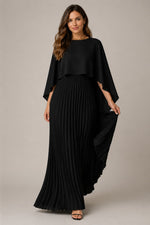 Women’s Pleated Cape Maxi Dress