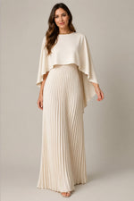 Women’s Pleated Cape Maxi Dress