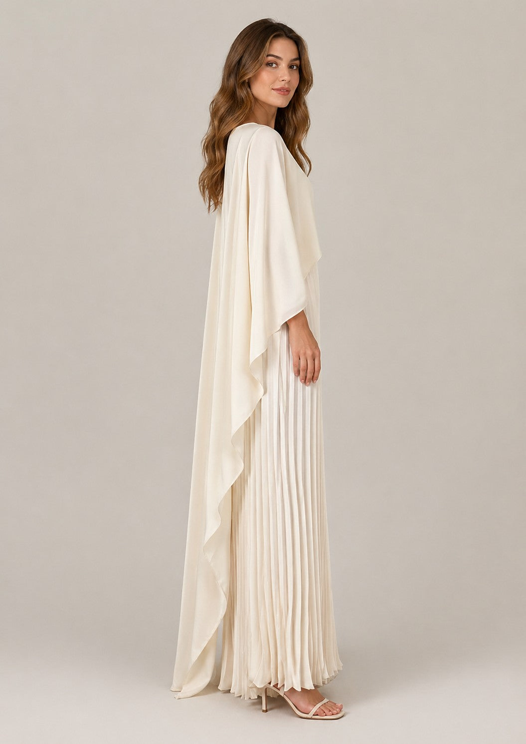 Women’s Pleated Cape Maxi Dress