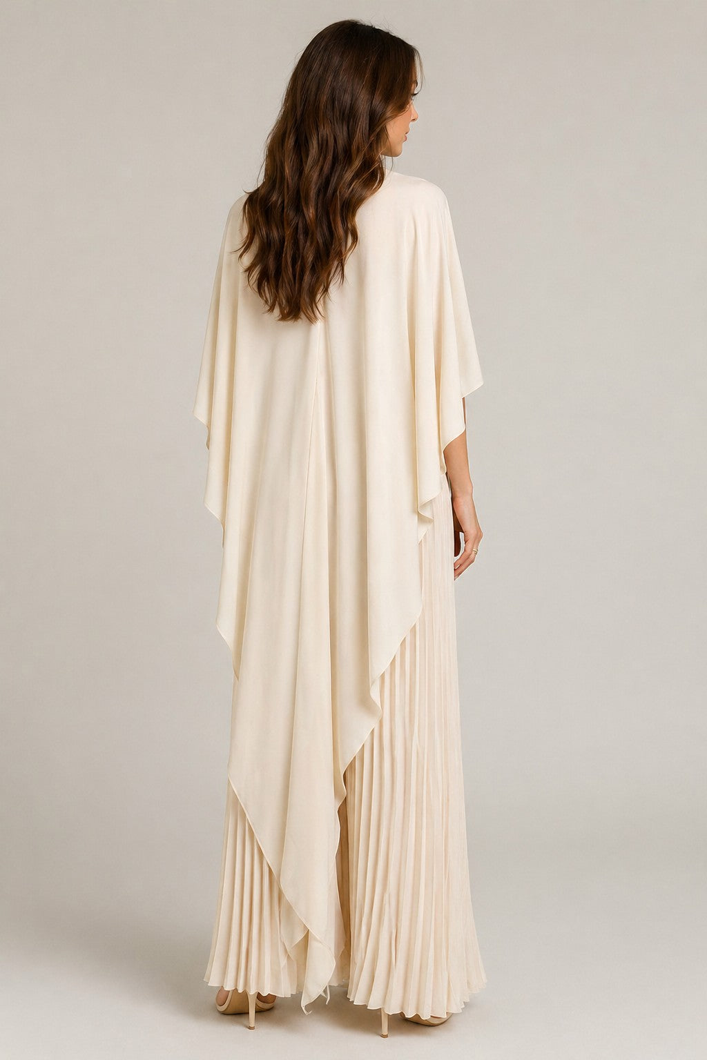 Women’s Pleated Cape Maxi Dress