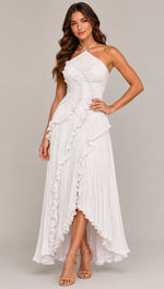 Women's Pleated High-Low Halter Dress