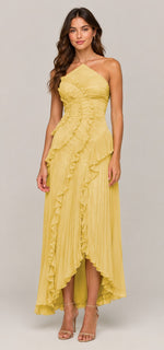Women's Pleated High-Low Halter Dress