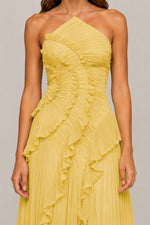 Women's Pleated High-Low Halter Dress