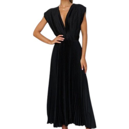 Women's Pleated V-Neck Dress