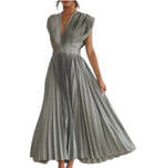 Women's Pleated V-Neck Dress