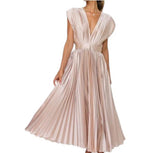 Women's Pleated V-Neck Dress