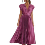 Women's Pleated V-Neck Dress
