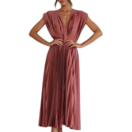 Women's Pleated V-Neck Dress