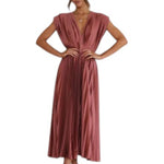 Women's Pleated V-Neck Dress