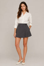 Women’s Pleated Wrap Button Mini Skirt