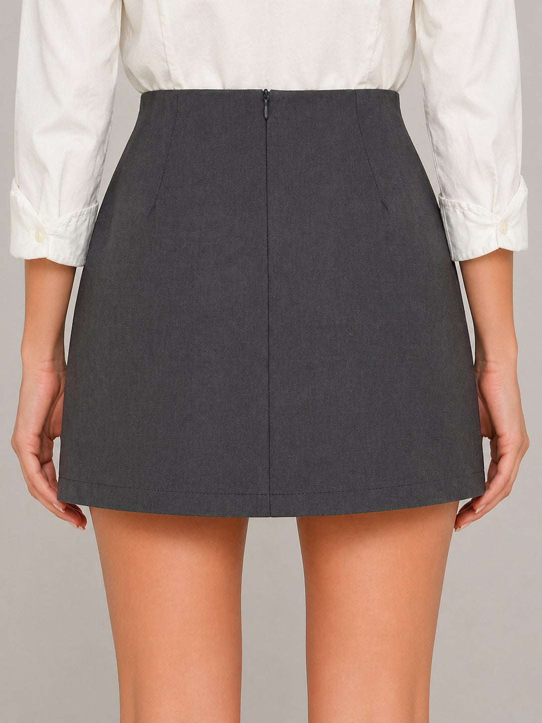 Women’s Pleated Wrap Button Mini Skirt