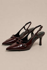 Women’s Pointed Toe Slingback Heels with Buckle Straps