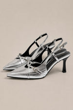 Women’s Pointed Toe Slingback Heels with Buckle Straps