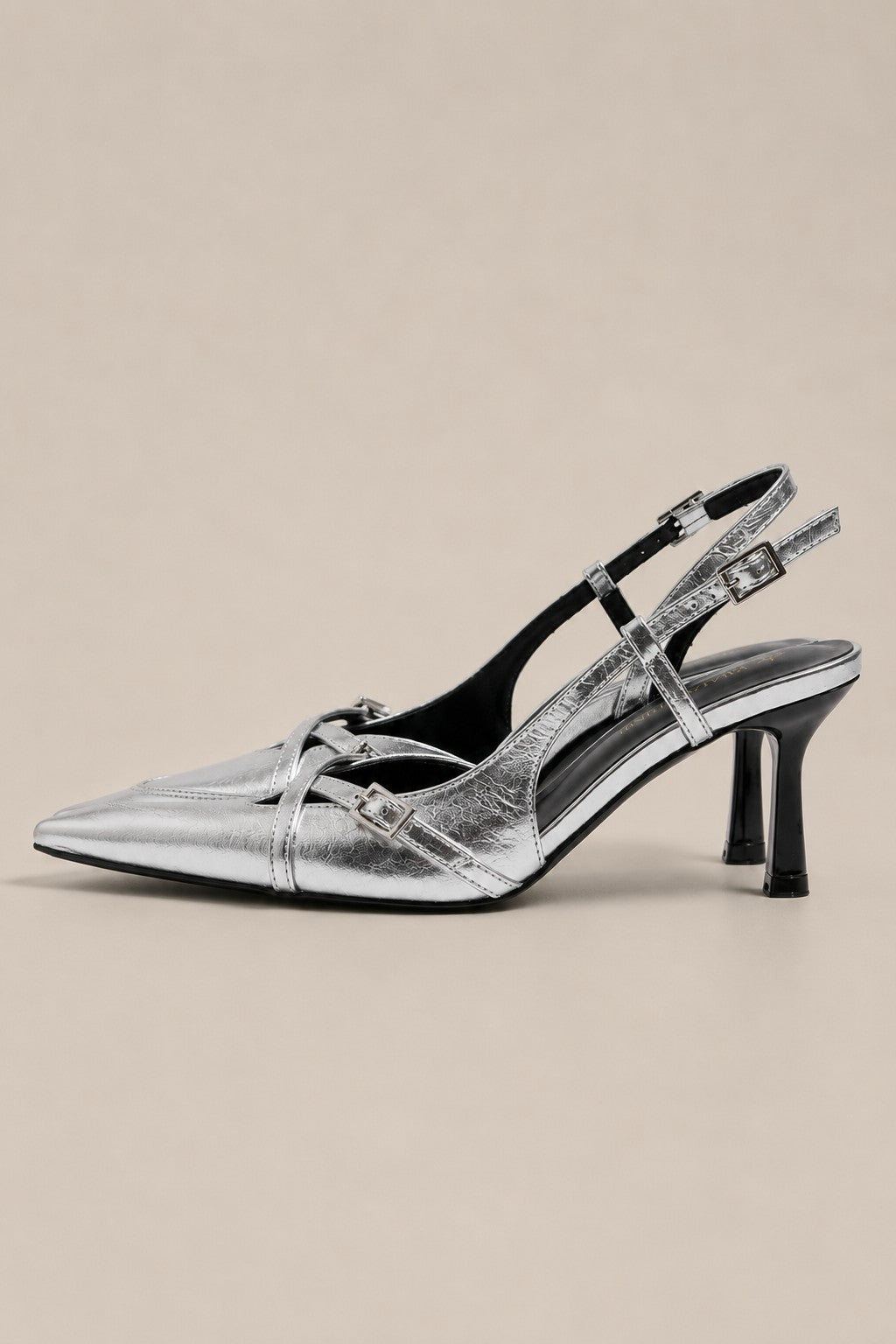 Women’s Pointed Toe Slingback Heels with Buckle Straps