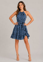 Women's Printed Halter Sleeveless Mini Dress