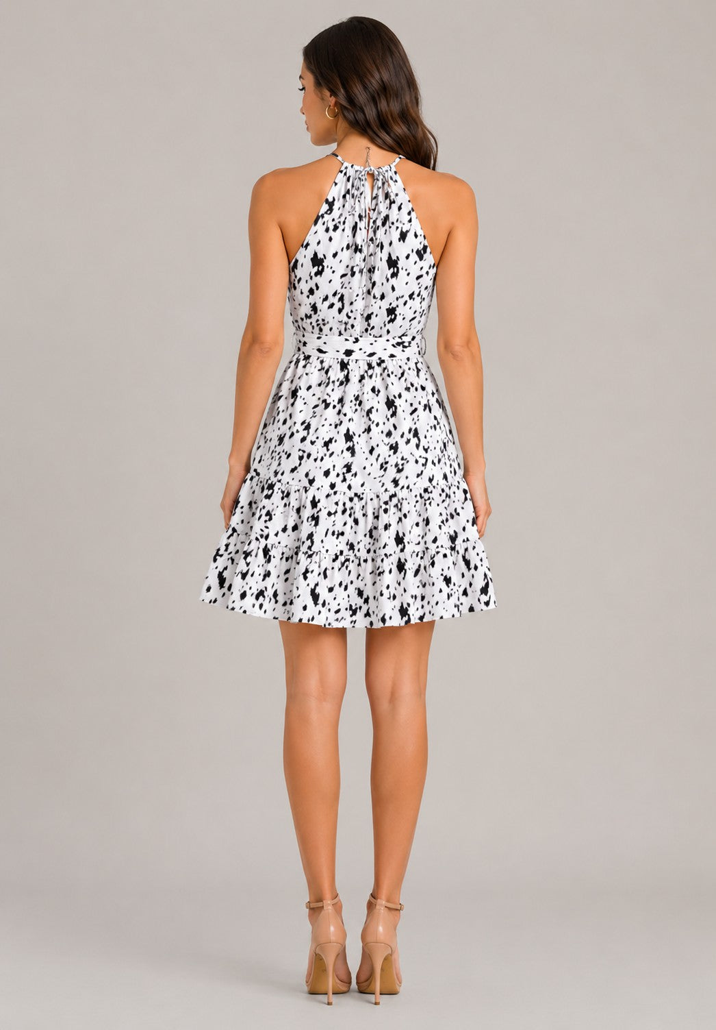 Women's Printed Halter Sleeveless Mini Dress