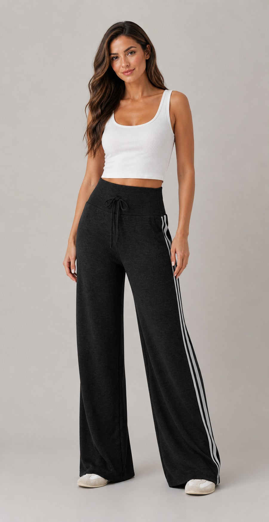 Women’s Ribbed High-Waist Wide-Leg Pants