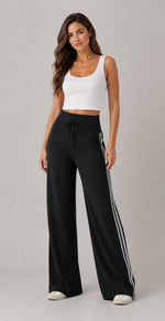 Women’s Ribbed High-Waist Wide-Leg Pants