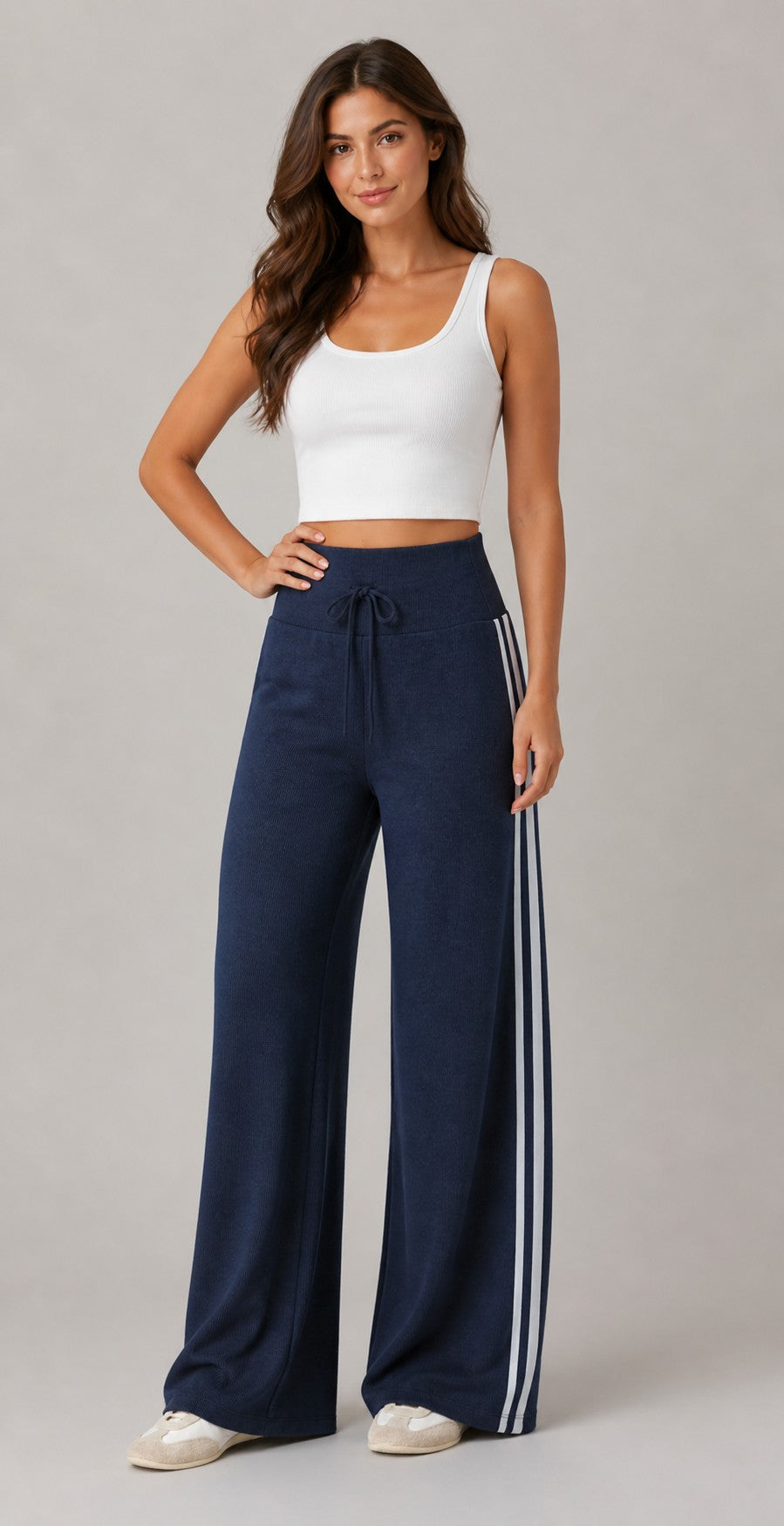 Women’s Ribbed High-Waist Wide-Leg Pants