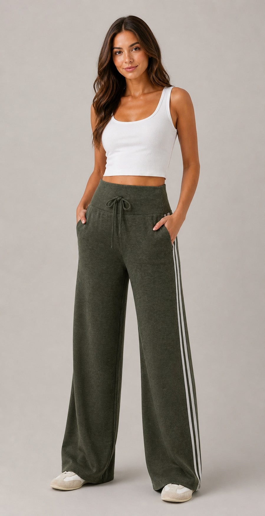 Women’s Ribbed High-Waist Wide-Leg Pants