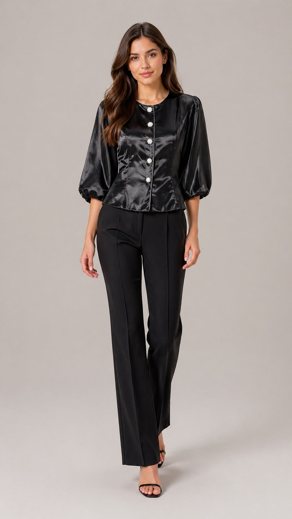 Women’s Round Neck Lantern Sleeve Blouse