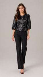 Women’s Round Neck Lantern Sleeve Blouse