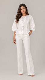 Women’s Round Neck Lantern Sleeve Blouse