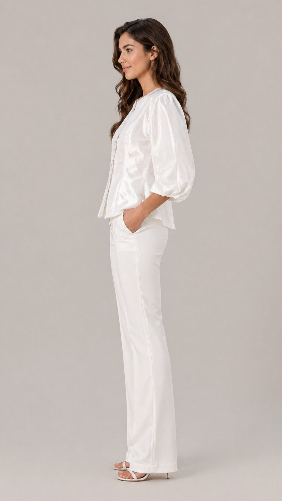 Women’s Round Neck Lantern Sleeve Blouse