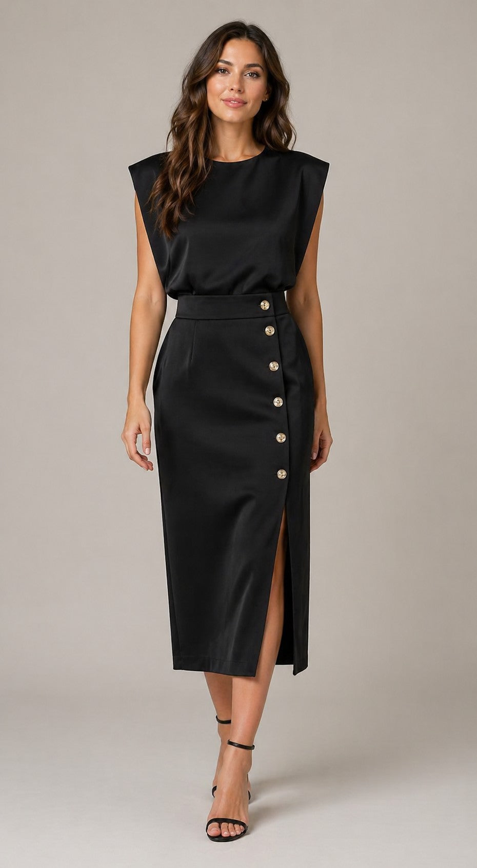 Women’s Round Neck Sleeveless Midi Dress