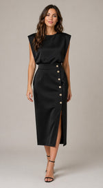 Women’s Round Neck Sleeveless Midi Dress