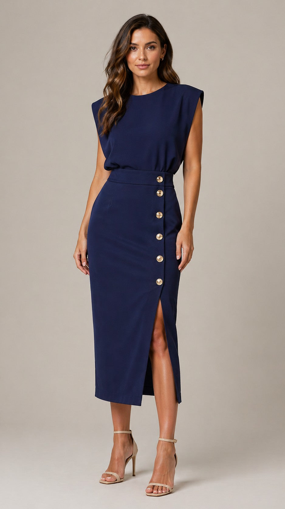 Women’s Round Neck Sleeveless Midi Dress