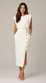 Women’s Round Neck Sleeveless Midi Dress