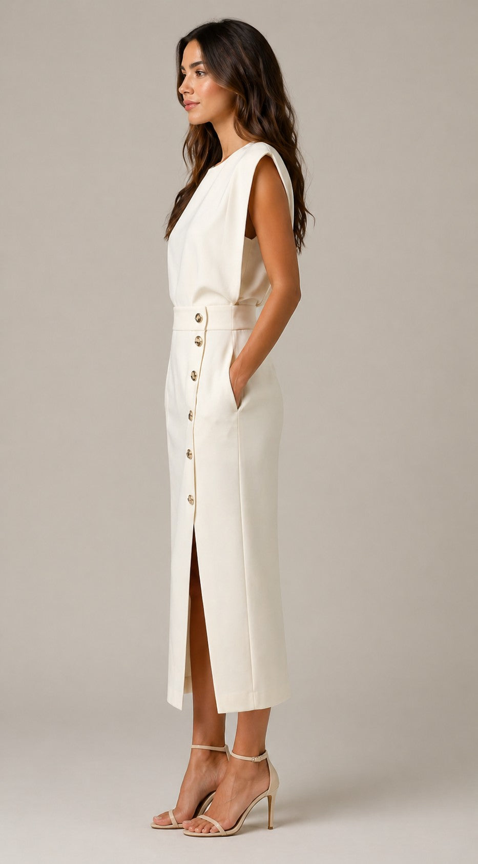 Women’s Round Neck Sleeveless Midi Dress