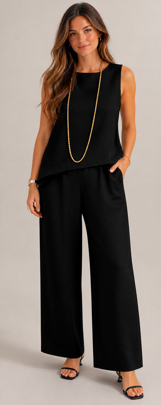 Women’s Round Neck Sleeveless Two-Piece Set