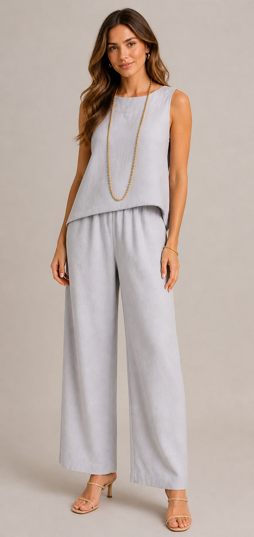 Women’s Round Neck Sleeveless Two-Piece Set