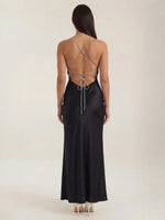 Women's Ruched Cowl Neck Maxi Dress