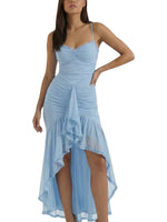 Women's Ruched Ruffle Maxi Dress