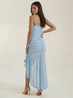 Women's Ruched Ruffle Maxi Dress