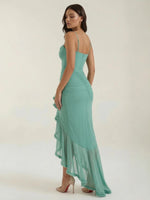 Women's Ruched Ruffle Maxi Dress