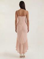 Women's Ruched Ruffle Maxi Dress