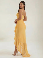 Women's Ruched Ruffle Maxi Dress
