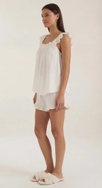 Women's Ruffle Sleeveless Top and Shorts Set