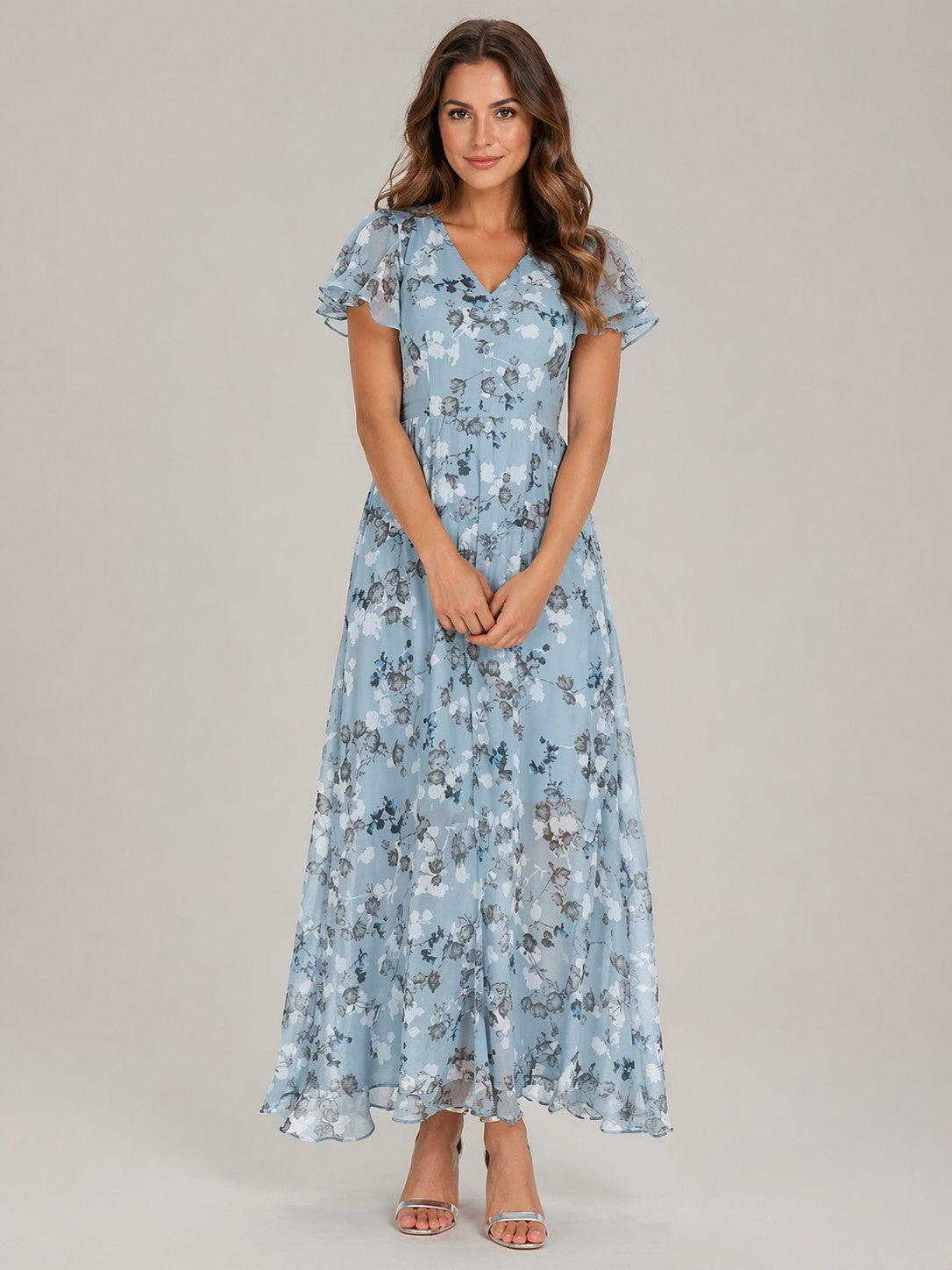Women’s Short Flutter Sleeve Maxi Dress