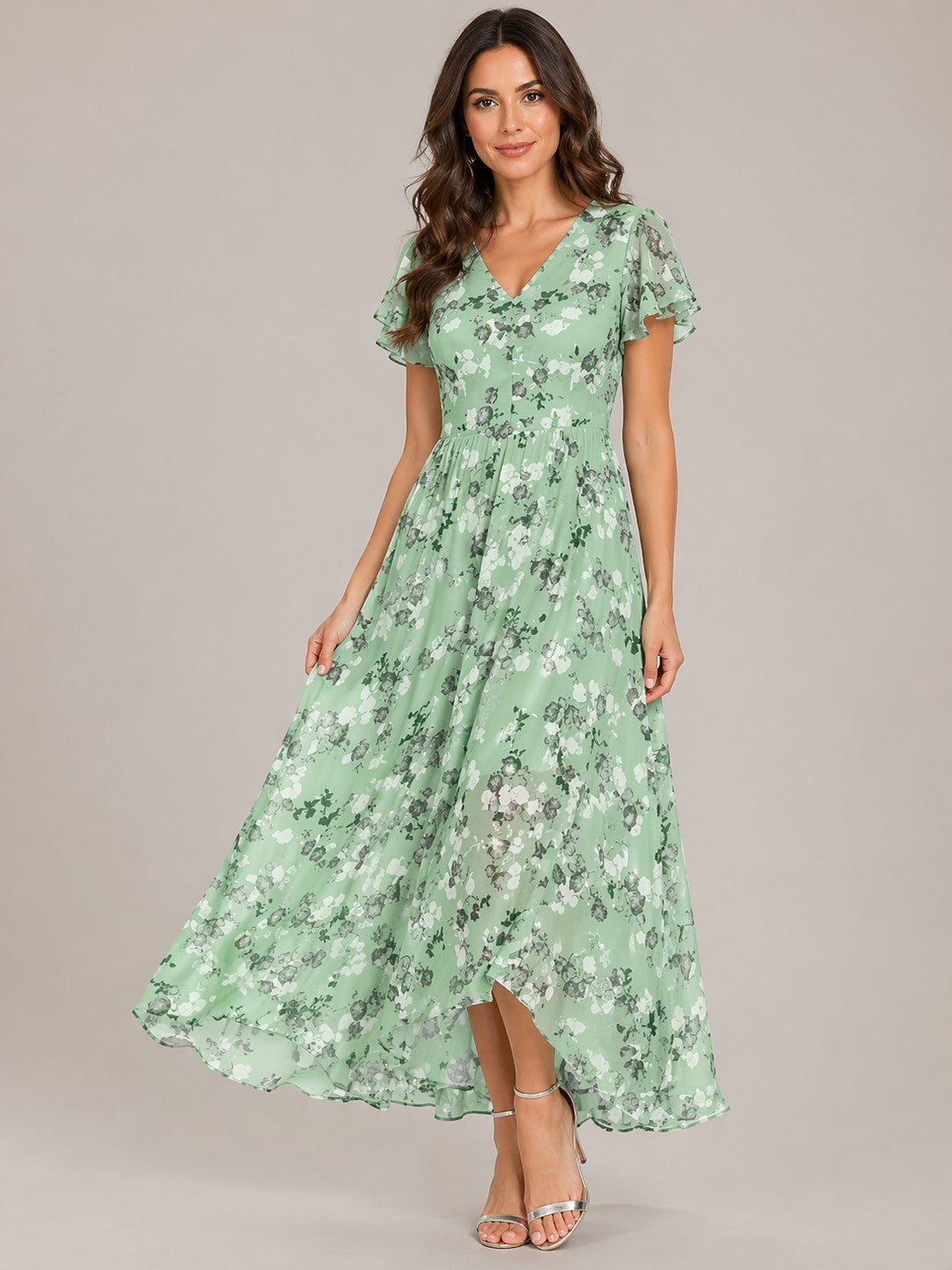 Women’s Short Flutter Sleeve Maxi Dress