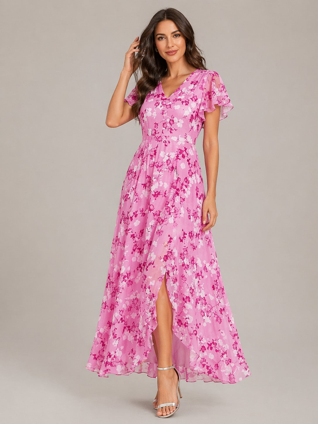 Women’s Short Flutter Sleeve Maxi Dress