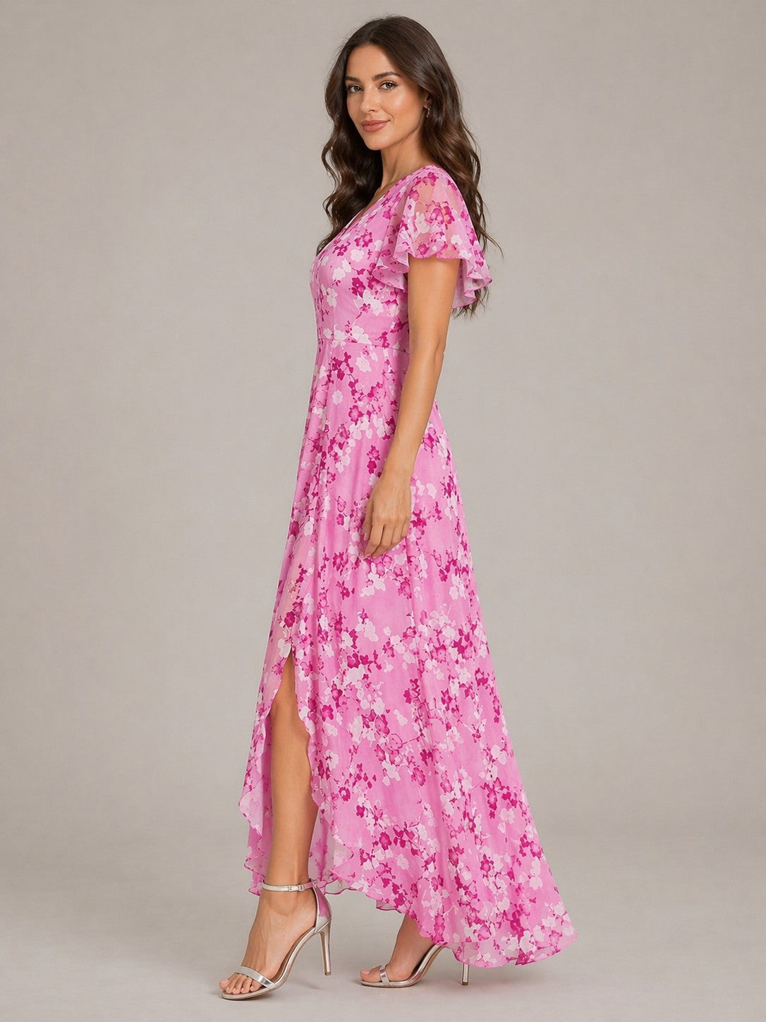 Women’s Short Flutter Sleeve Maxi Dress