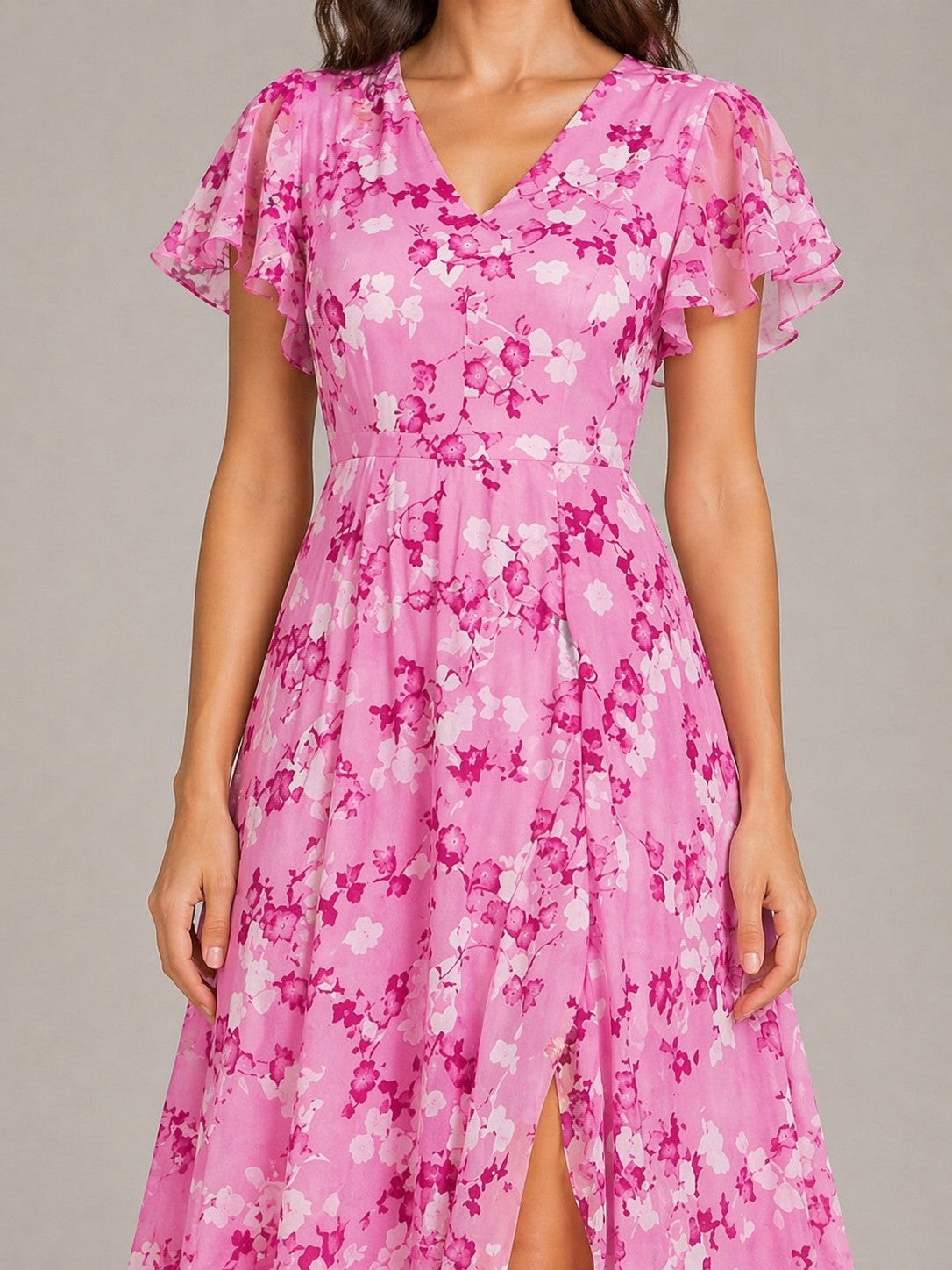 Women’s Short Flutter Sleeve Maxi Dress