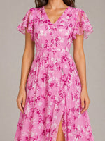 Women’s Short Flutter Sleeve Maxi Dress